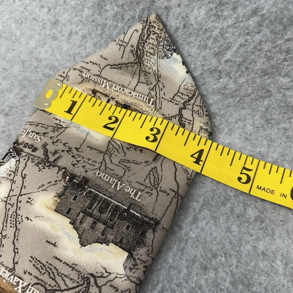 Tie Tales Texas Missions Silk Necktie Alamo Scenic Map Travel Souvenir 69